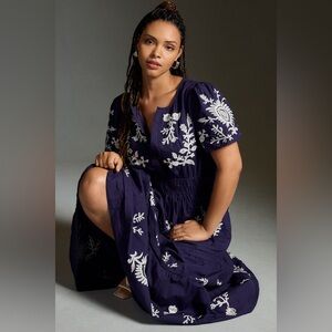 By Anthropologie The Somerset Embroidered Maxi Dress